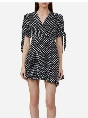 Significant Other Womens Wrap‎ Short Sleeve Dress Black & White Size 2